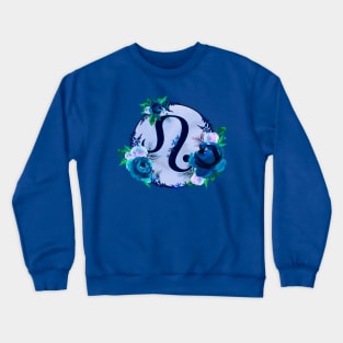 Leo Zodiac Horoscope Blue Floral Monogram Crewneck Sweatshirt